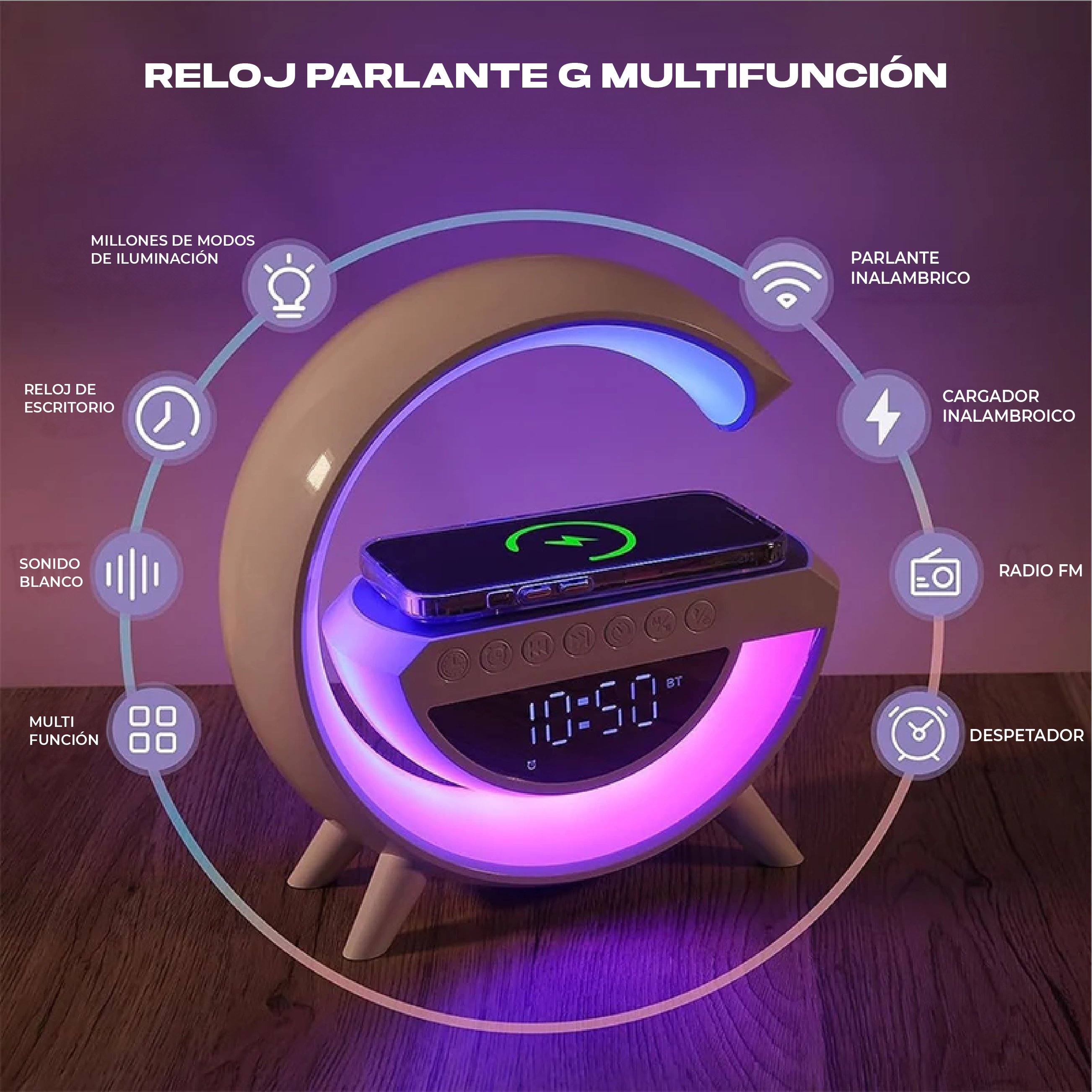 RELOJ PARLANTE BLUETOOTH 6 EN 1