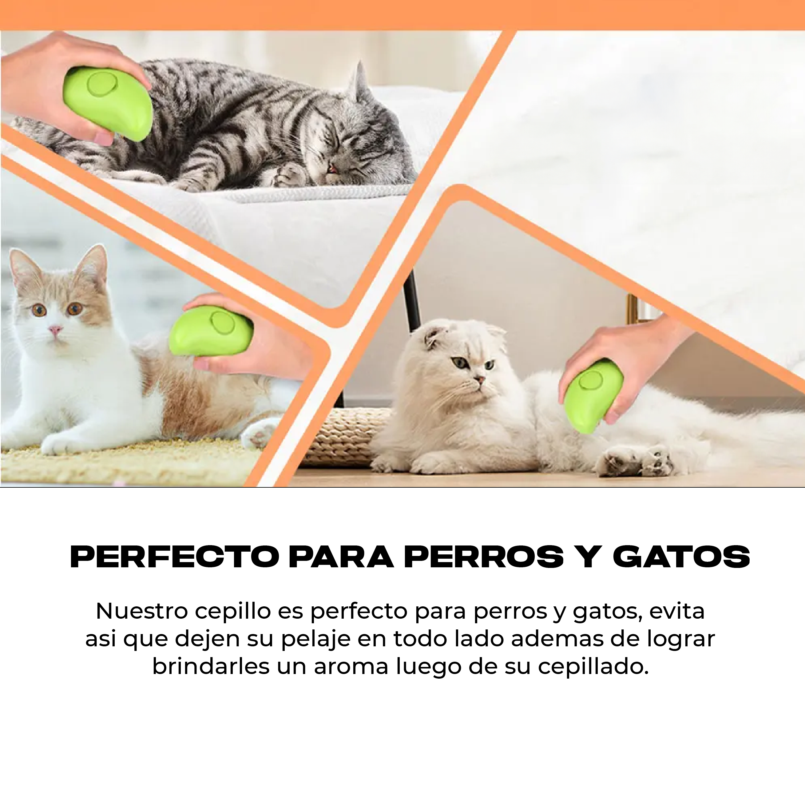 CEPILLO LIMPIADOR A VAPOR PARA GATOS Y PERROS 3 EN 1