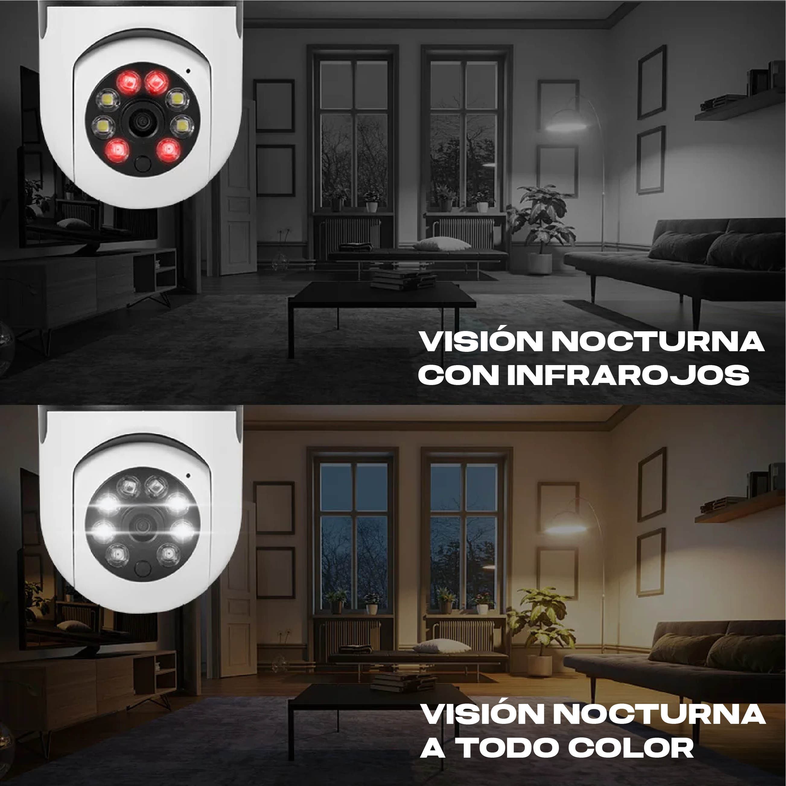 FOCO CAMARA 360° FULL HD + VISIÓN NOCTURNA Y CONTROL WIFI