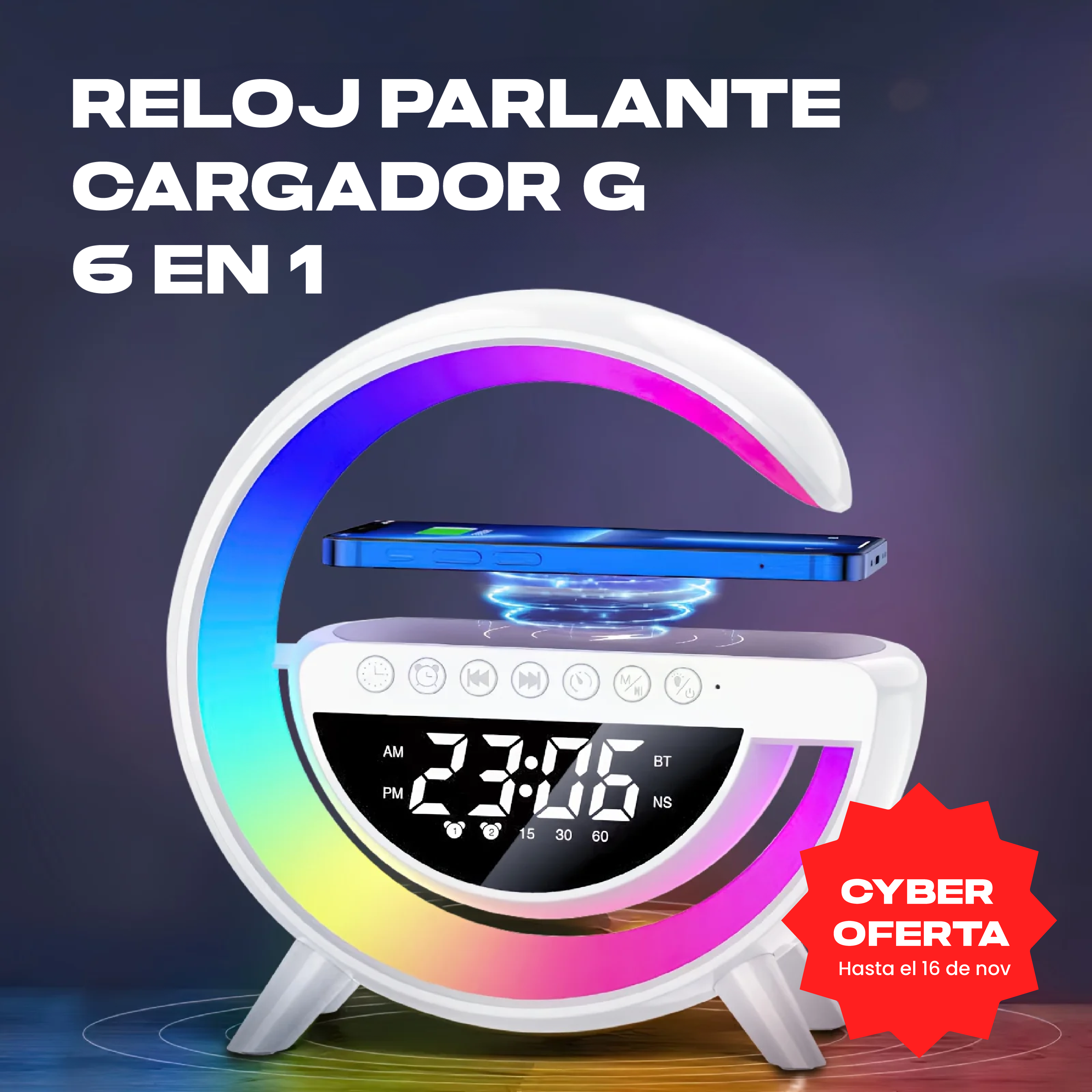 RELOJ PARLANTE BLUETOOTH 6 EN 1