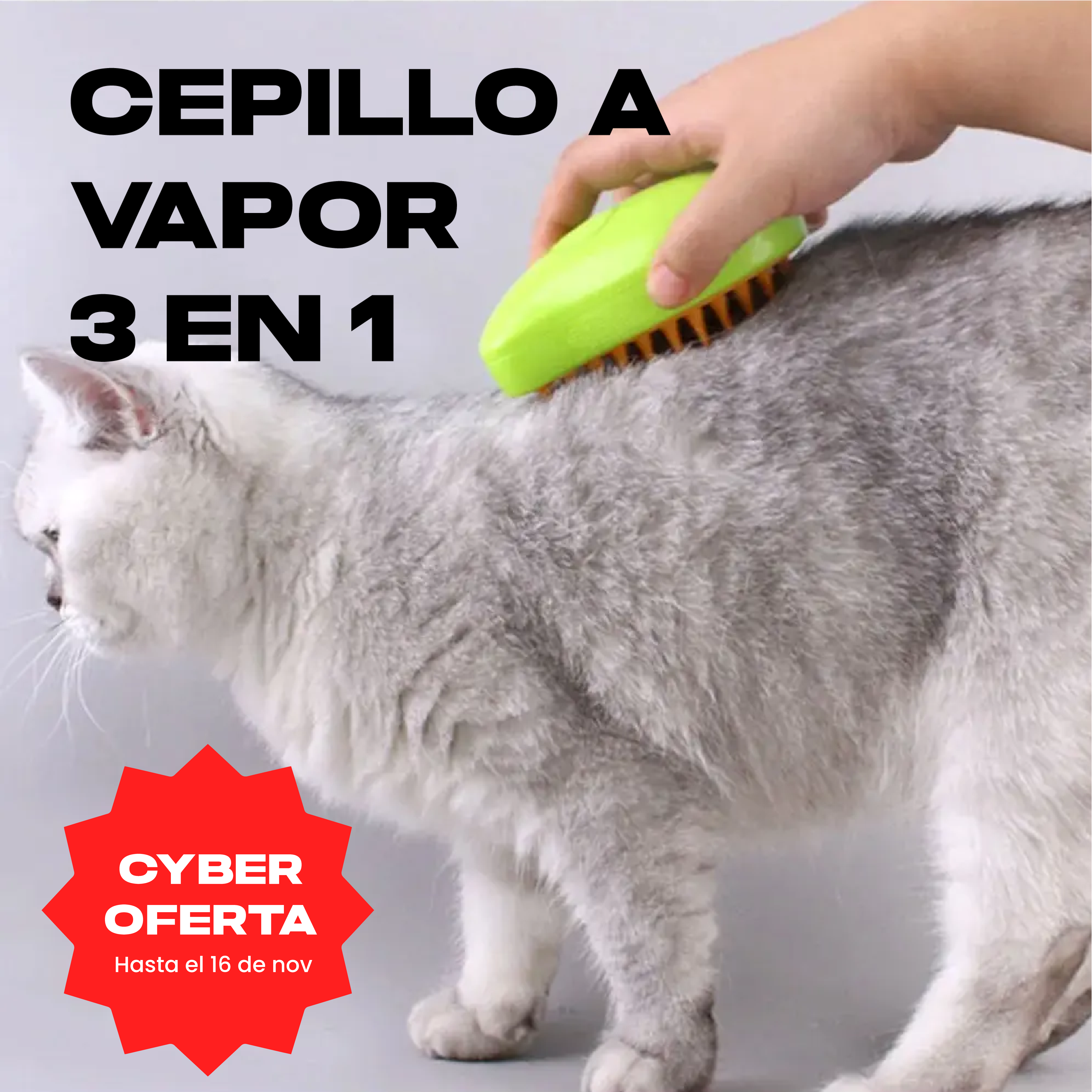 CEPILLO LIMPIADOR A VAPOR PARA GATOS Y PERROS 3 EN 1