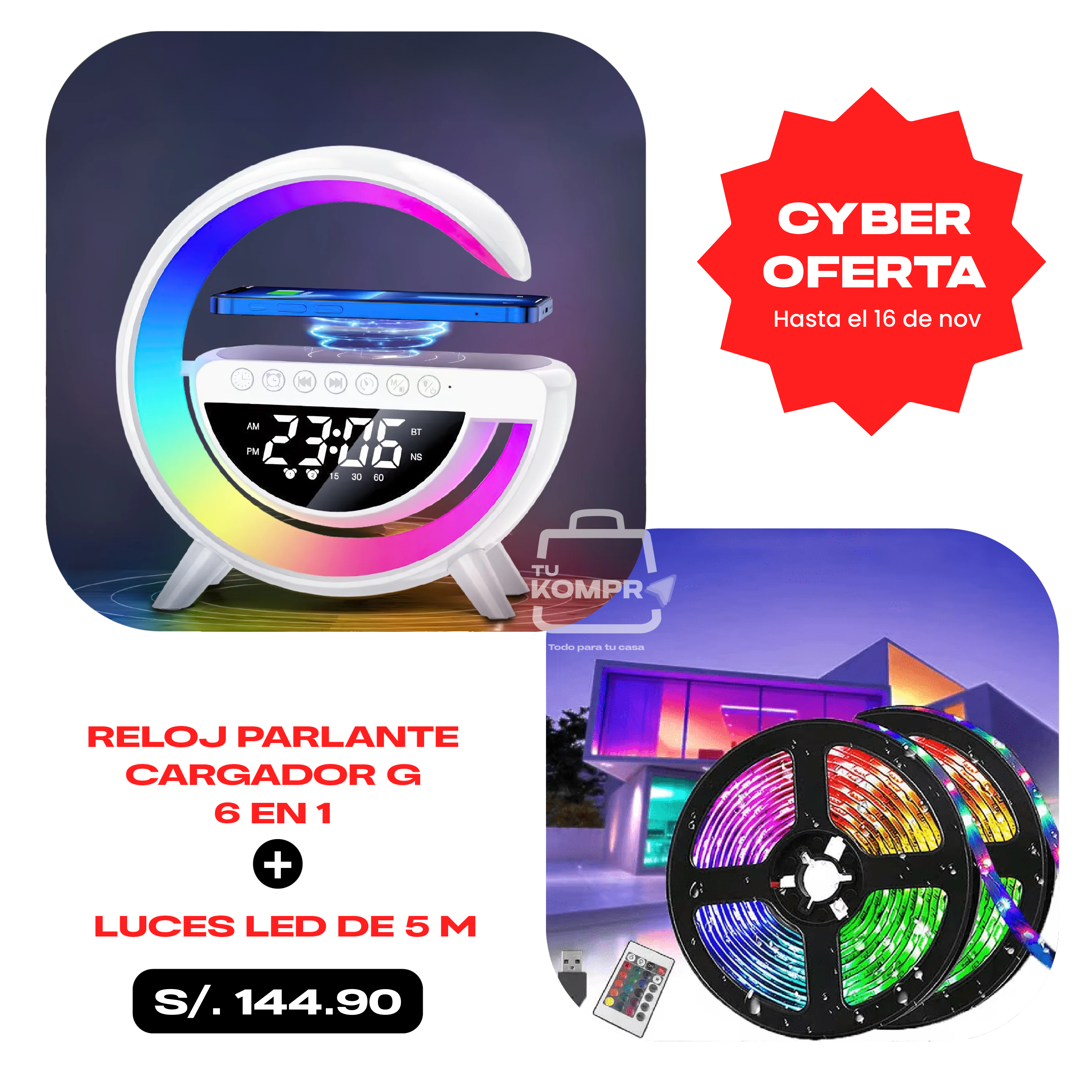 RELOJ PARLANTE BLUETOOTH 6 EN 1